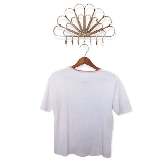 Vintage Sag Harbor Rainbow Trim Short Sleeve Knit Top - Picture 2 of 3